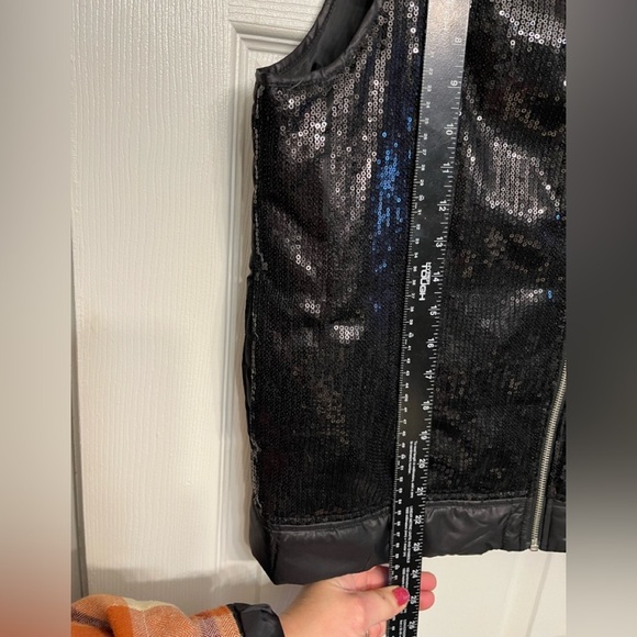 Chico’s  Additions size 10 black puffer vest w/ sequin zip front Like new… - Picture 6 of 11